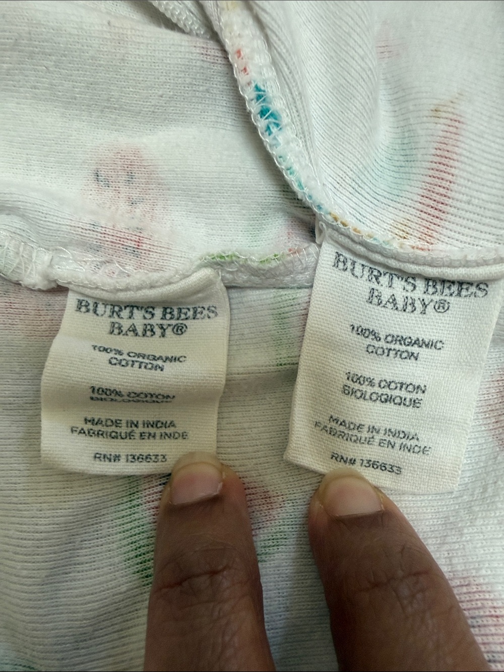 Burt's Bees Baby/Hanes, White Floral, Watermelon, Yellow, One-Piece Pajamas 18M - Picture 4 of 12